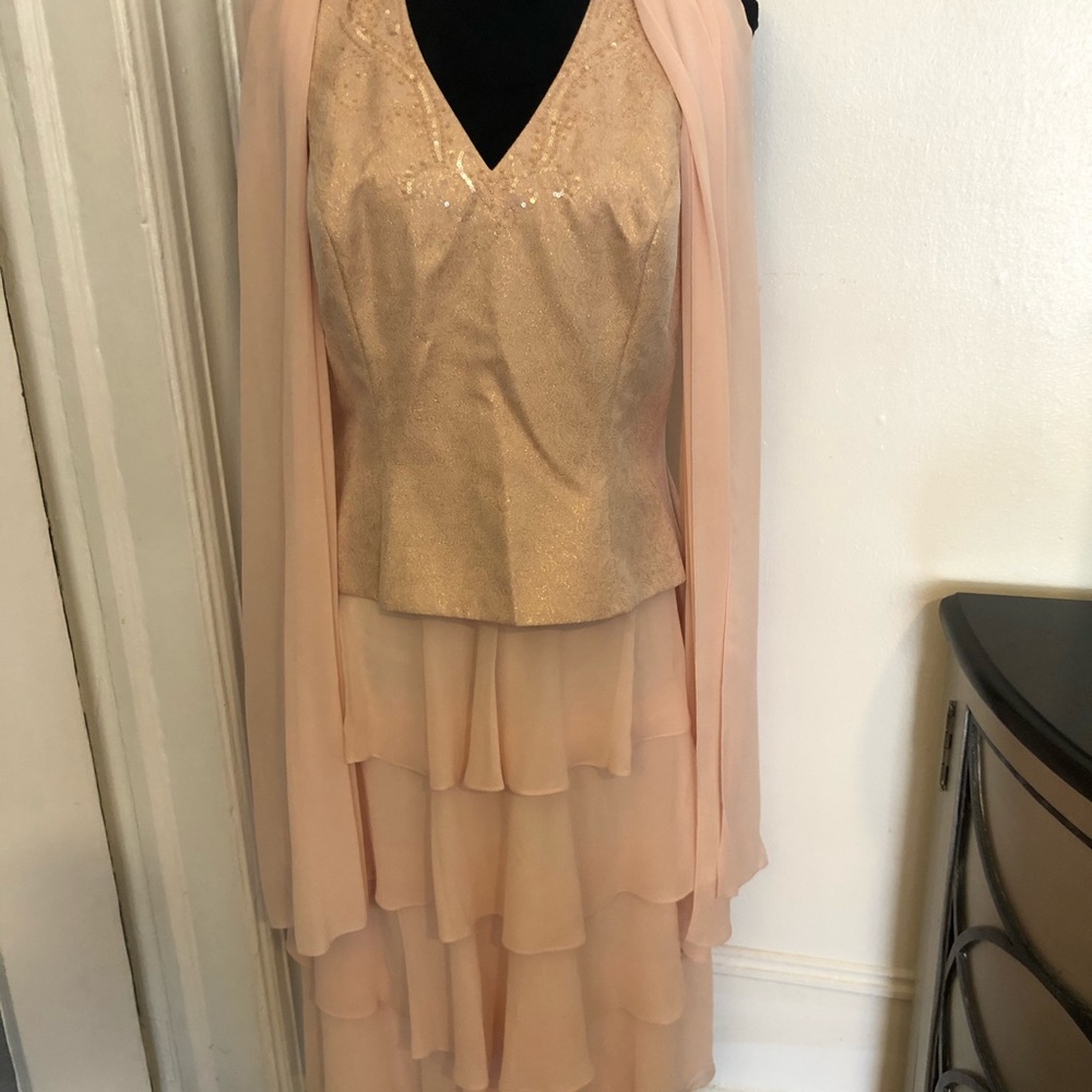 David’s Bridal Dress with Shawl Sz 12 Pink
